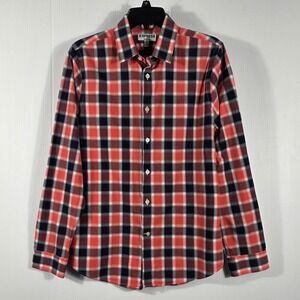 Express Mens Extra Slim Fit Plaid Button Down Shirt Red Navy Blue White Size M